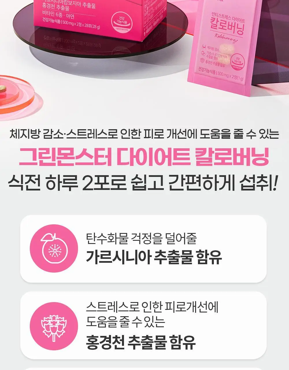[체지방 감소] 그린몬스터 안티스트레스 다이어트 칼로버닝 28포 (2주분) 상세페이지 6